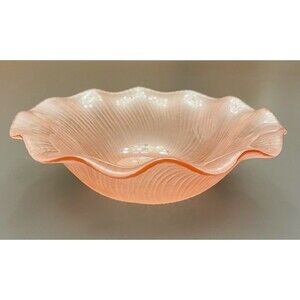 VTG Depression Glass Laslo for Mikasa Pink Bowl Japan Ruffled Edge Decorative